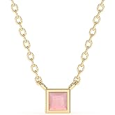 Abshel 18k Gold Minimalist Square Crystal Birthstone Pendant Necklace - A Choice for Valentine's Day, Birthday Gifts for Women, Stocking Stuffers for Girls Teen