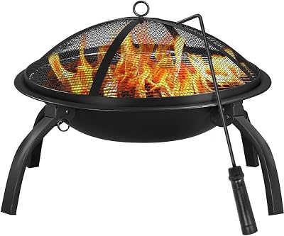 Yaheetech Fire Pit Portable Folding Firepit with Grill 54 cm Dia Black