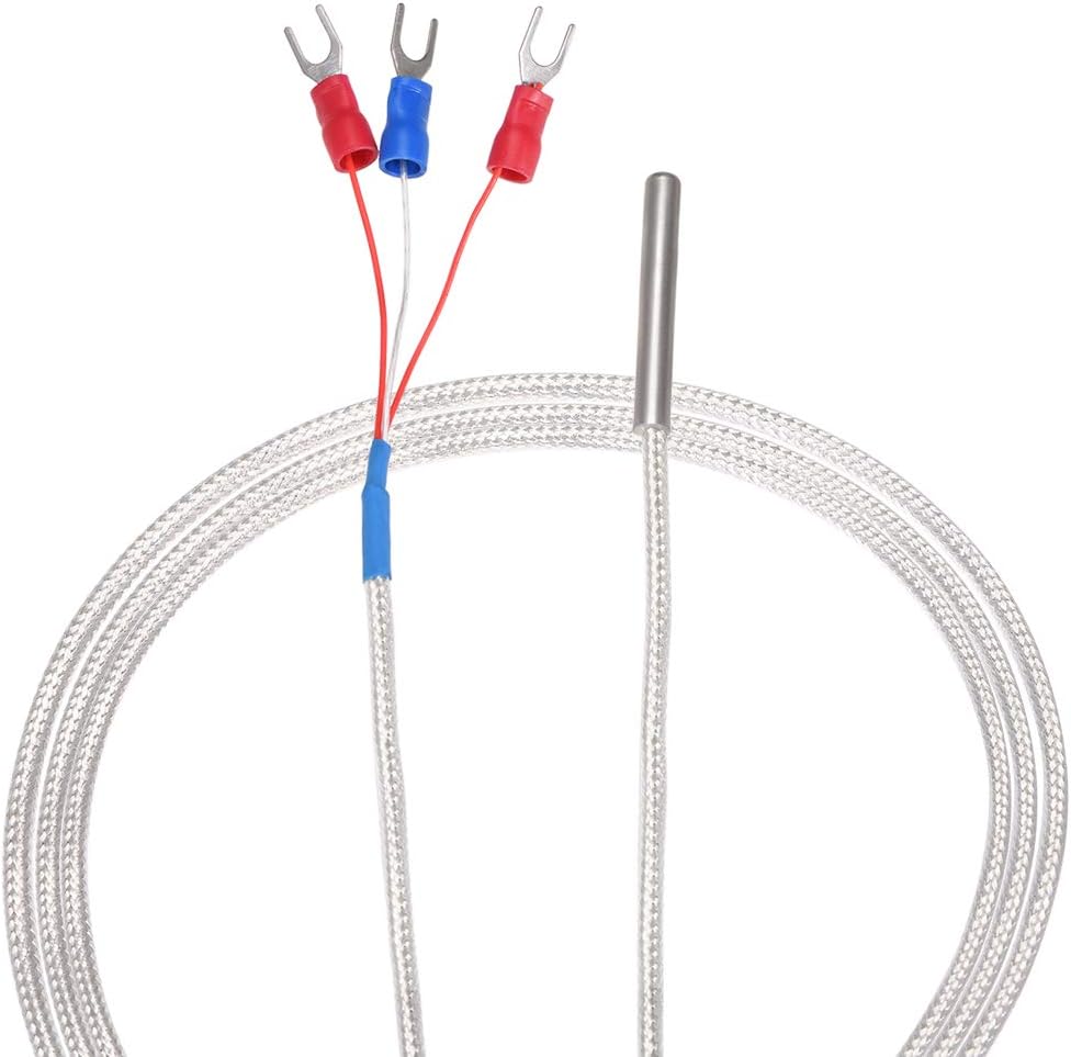 uxcell PT100 RTD Temperature Sensor Probe 3 Wires Cable Thermocouple