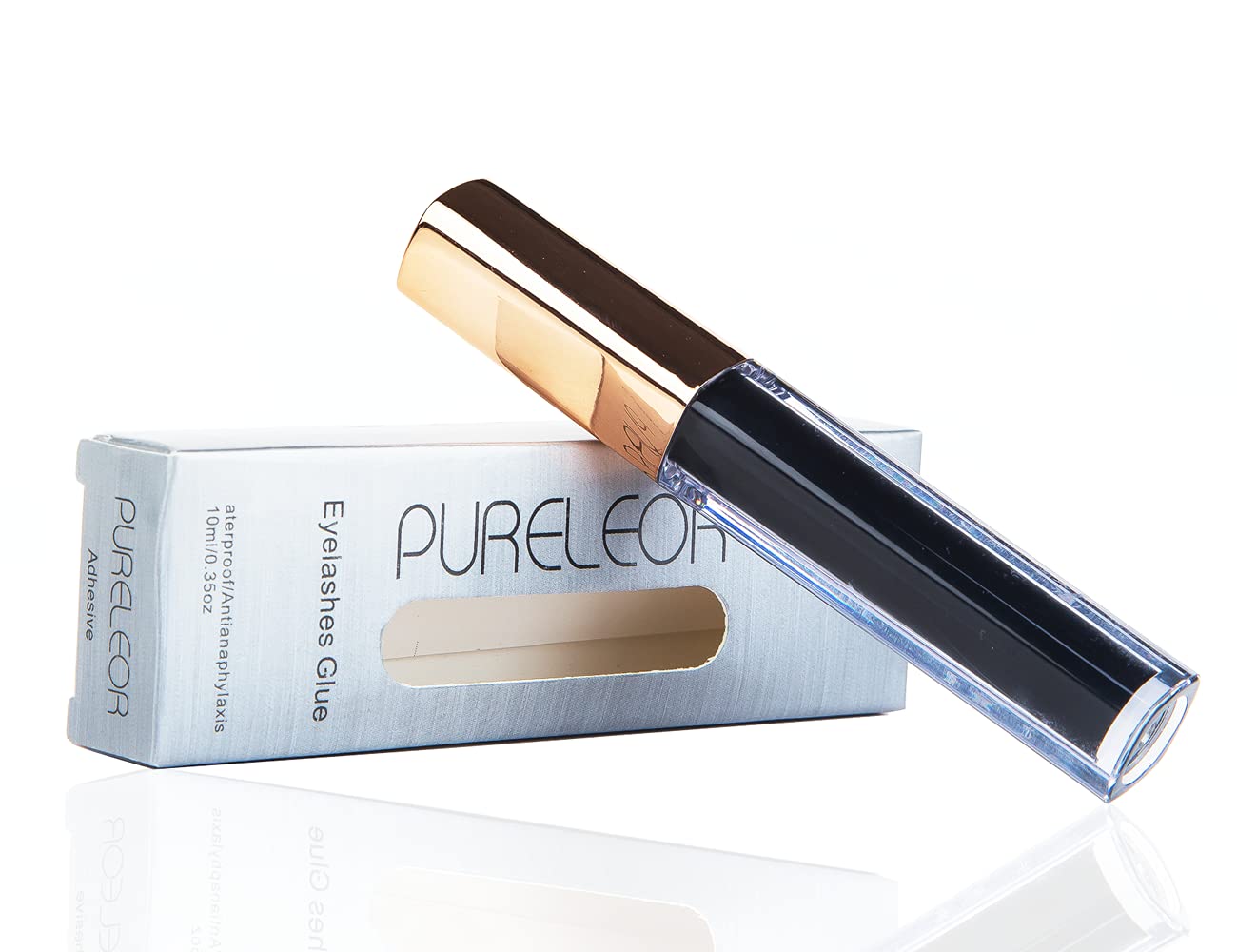 PURELEOR Black Eyelash Glue Waterproof Professional Latex Free for Sensitive Eye Strong Hold False Eyelashes Adhesive for Strip Lashes Fast Drying Lash Glue 10ml 0.35oz