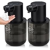 2 Pack Automatic Soap Dispenser, Touchless Automatic Foaming Soap Dispenser, Electric Wall Mounted Dispenser, 13.5oz/400ML USB Rechargeable with 4-Level Adjustment for Bathroom, Kitchen & Office