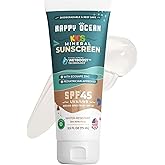 Happy Ocean SPF 45 Reef Safe Mineral Sunscreen for Kids & Sensitive Skin with Non-Nano Zinc Oxide, Non Toxic Kids Sunscreen for Face & Body, Natural Organic Sunblock, Travel Size, Vegan 2.5 Fl Oz