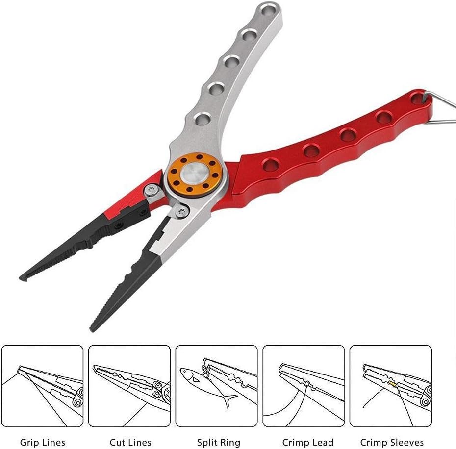 XHY Aluminum Fishing Pliers for Cutting Braid Line and Remove Hooks or Lure with Coiled Lanyard and Belt Holder Sheath