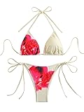 SEGT Women's 2 Piece Floral Print Halter Neck Tie