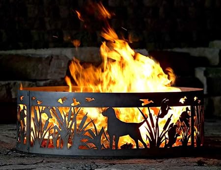 Amazon Com P D Metal Works Solid Steel Outdoor Fire Ring Lab N Ducks 48 In Dia Garden Outdoor