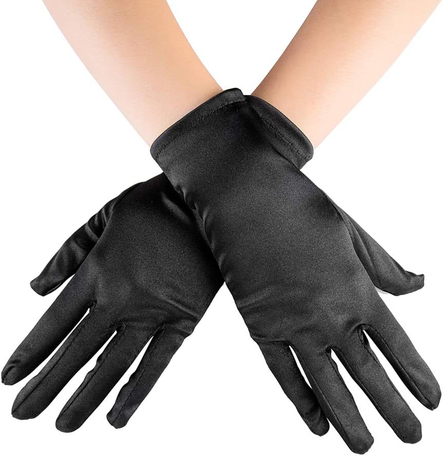 Xuhan Short Satin Gloves for Women Opera Gloves Wrist Length