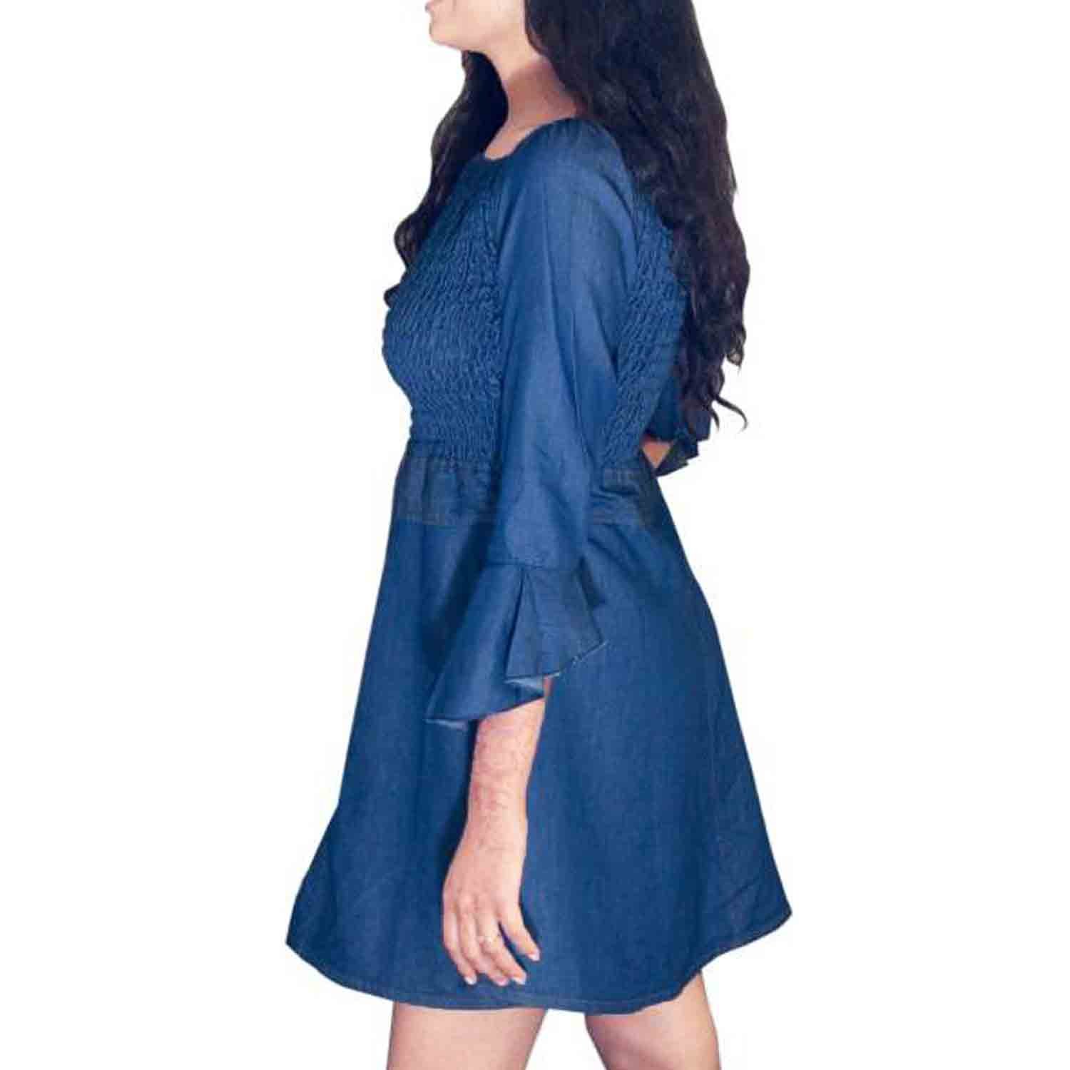 c.cozami women's solid casual denim light blue/dark blue dress