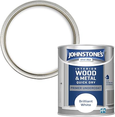 Johnstone's Quick Dry Gloss Primer Undercoat Brilliant White Water Based 0.75L