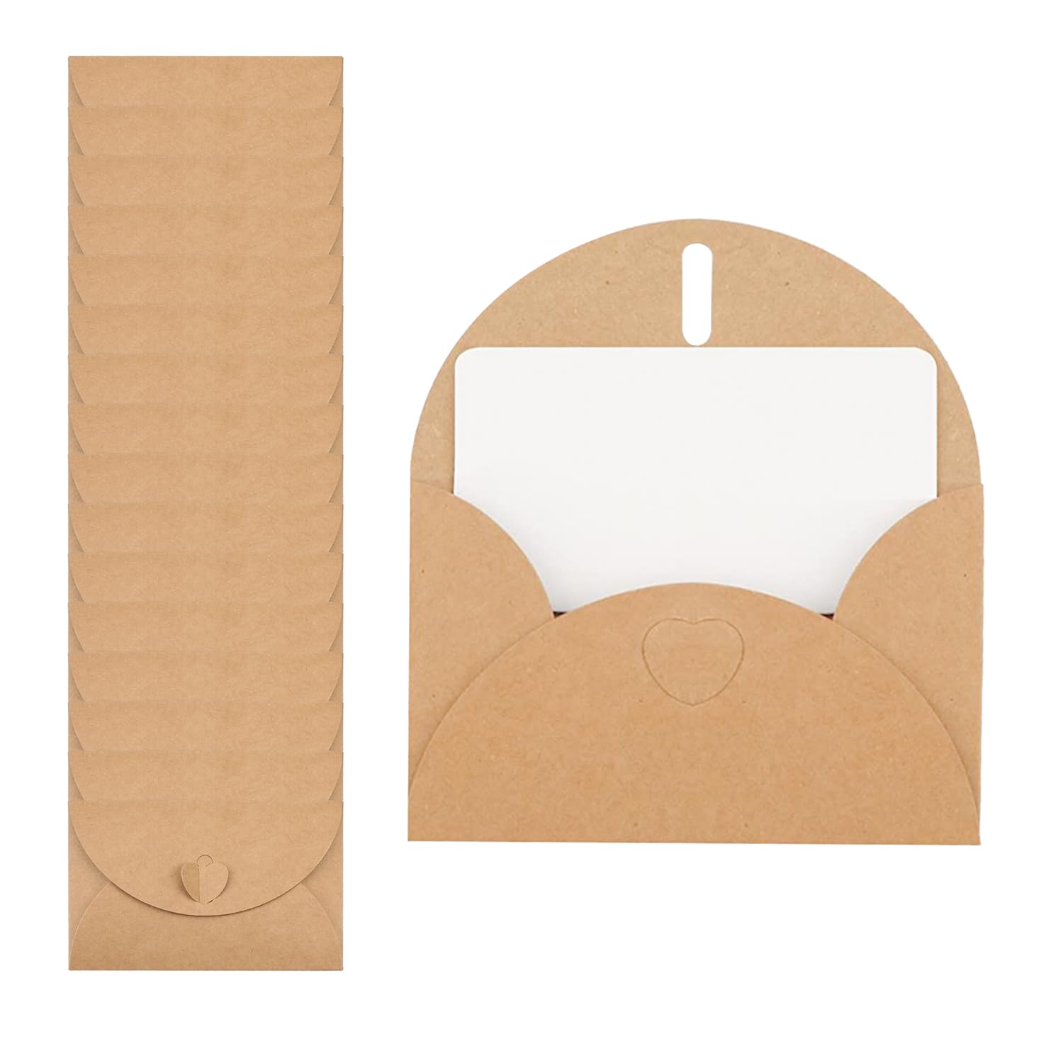 Rumyve 25-Pack Mini DIY Heart-Shaped Envelopes and Blank Cards Set for Thank You and Valentine's Day Greeting Cards, 2302-07A, White