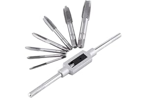 JONMON 8Pcs Thread Taps Set, Adjustable Tap Wrench Kit with Metric Threader M3-M12 for Woodworking and Machinery Repair
