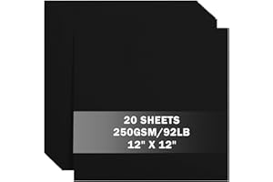 UNCLE PAUL 20 Sheets Black Cardstock 12" x 12" Card Stock 250gsm/92lb Thick Construction Paper for Cricut, Scrapbook, Crafts, Card Making UAP34BK20