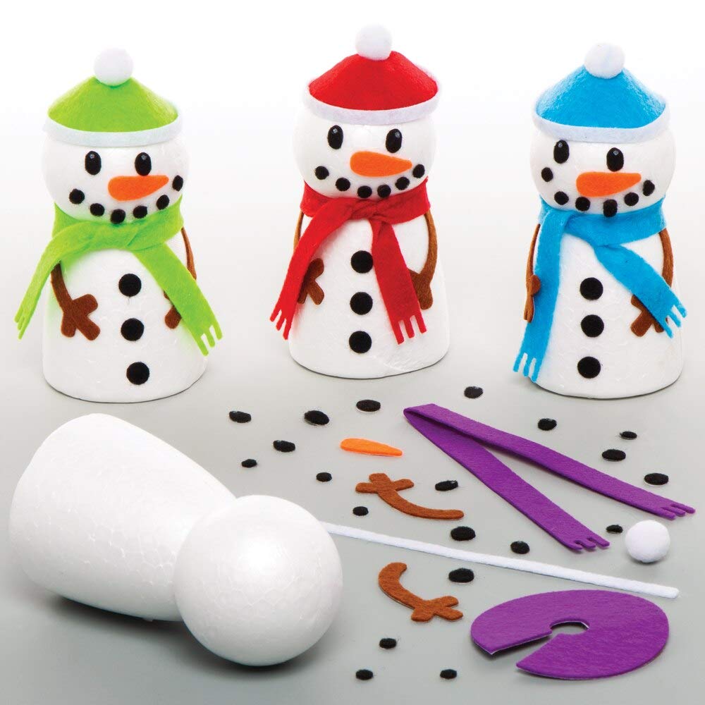 Baker Ross AT190 Build a Snowman Kits-Pack of 4, Christmas Arts and Crafts, Single, Assorted,13.5 cm
