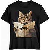 T Shirts for Men Graphic Tees Men Cat Coffee Crew Neck Mens Shirts Short Sleeve Animal Casual T-Shirt