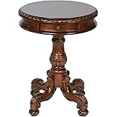 Touch of Class Cortona Pedestal End Table Autumn Cherry - Victorian Style Furniture - Round Top with Curved Legs - Antique Si