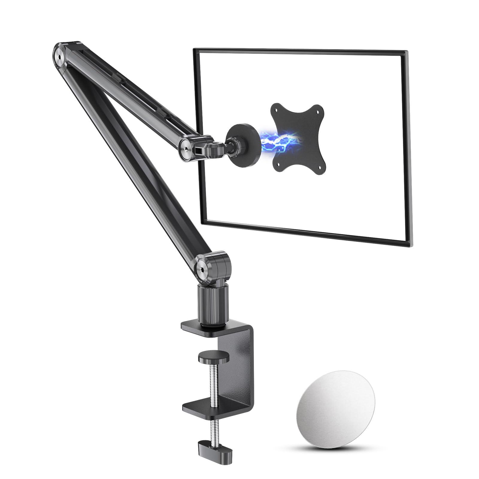 Photo 1 of Portable Monitor Arm Magnetic Vesa Mount - 360° Swivel Compatible with 10 10.1 10.5 11 11.6 12 12.5 13.3 13.4 14 15.6 17 17.3 18 18.5 inch Monitor 75x75mm VESA Quick Release FS07D