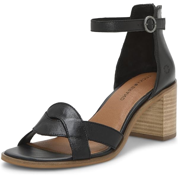 Amazon.com | Lucky Brand Shivona Stitched Heeled Sandal, Black