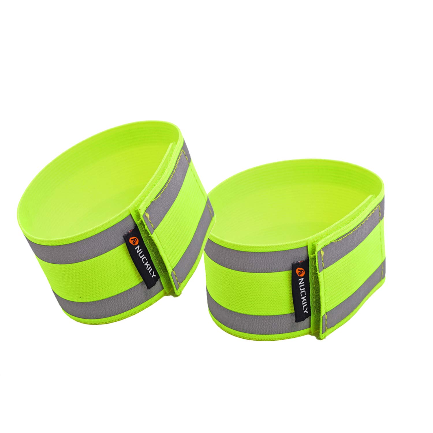 NUCKILY High Visibility Reflective Armbands/Ankle bands Hi-Vis Elasticated Cycling Safety Gear for Running, Bike, Dog Walking, Jogging or other Early Morning and Night Activities