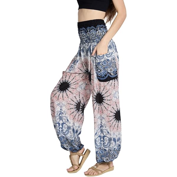 YouLoveIt Women Yoga Pants Elastic Waistband Wide Leg Long Pants Yoga Pilates Pants Loose Baggy Hippie Palazzo Yoga Harem Pants Women High Waist Casu