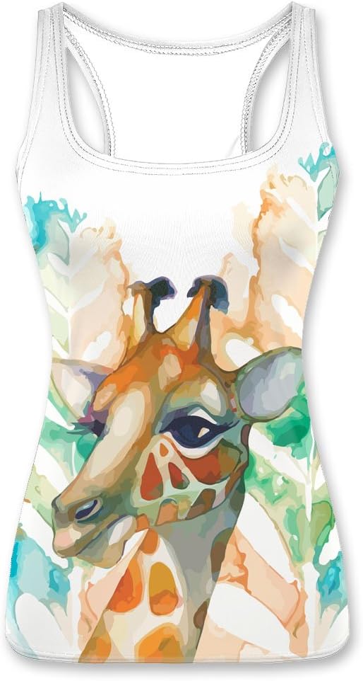 Watercolor giraffe women's summer tank top XXL