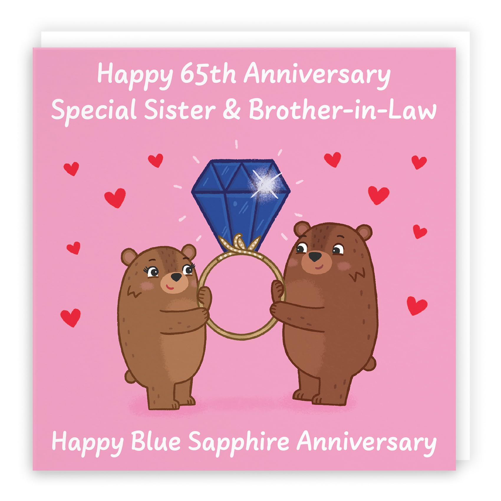 Hunts England - Sister And Brother In Law 65th Anniversary Card - Blue Sapphire Anniversary - 65 Years - Cute Fun Bears Card For Sister & Brother-in-Law - Love Story Collection