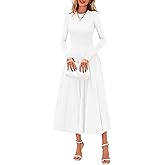 PRETTYGARDEN Womens Sweater Dress 2026 Long Sleeve Elegant Knit A Line Fall Wedding Guest Cocktail Midi Winter Dresses