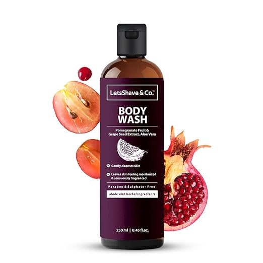 LetsShave & Co. Relaxing Aromatic Therapy Hydrating Body Wash with Pomegranate Fruit Extract and Grape seed oil, 250 ml