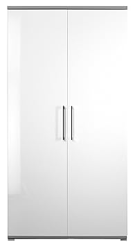 Germania 1221-49 Schuhschrank 'Scarpa', 7 Metallschuhböden, 3 Einlegeböden, 2 Kleiderstangen, Esche-Karbon-Nb. / weiß