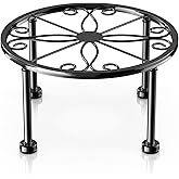 Gskeco Garden Gifts Plant Lovers Gifts Black Metal Plant Stand with Anti-Slip Base Rustproof Heavy Duty Decorative Round Flow