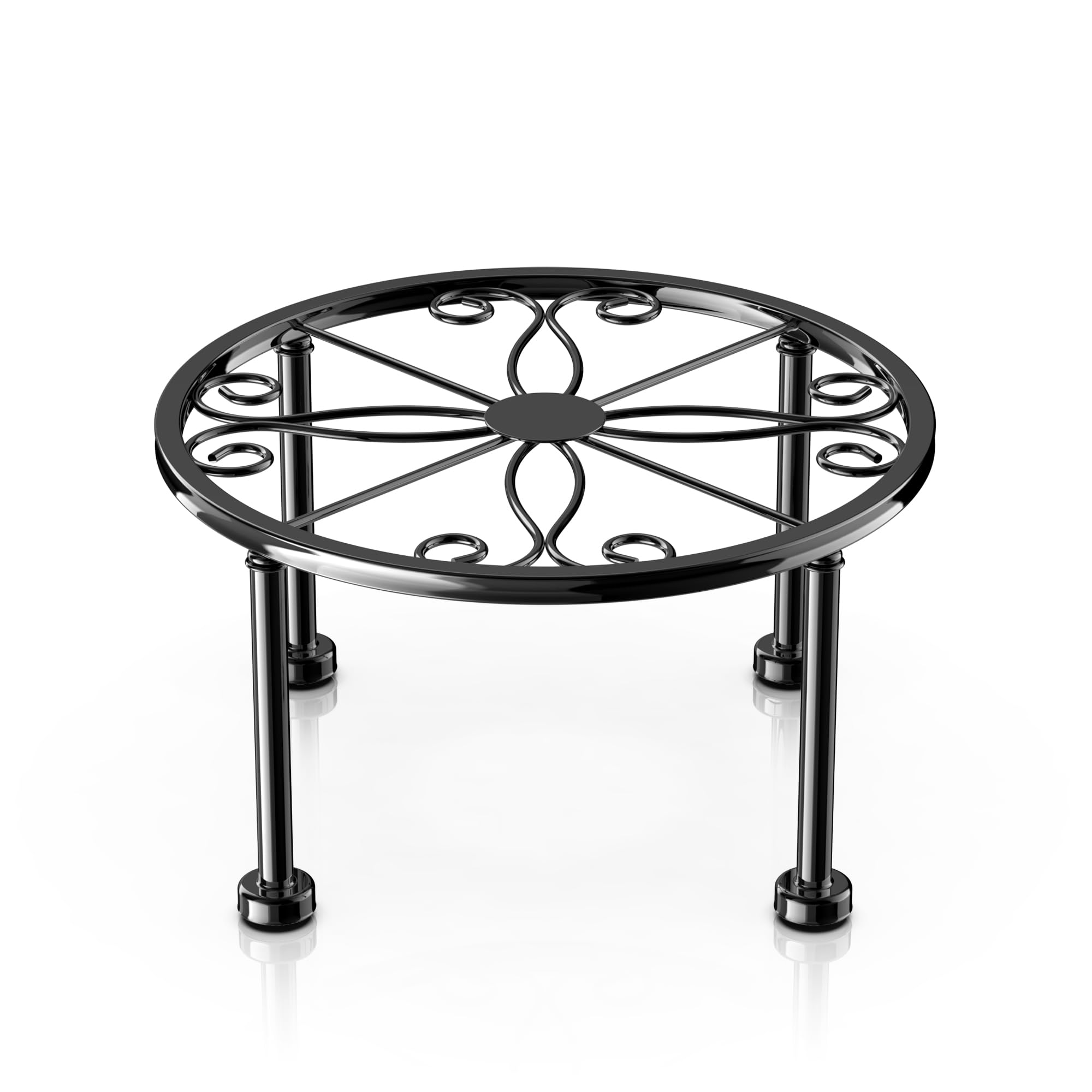 Photo 1 of Gskeco Garden Gifts Plant Lovers Gifts Black Metal Plant Stand with Anti-Slip Base Rustproof Heavy Duty Decorative Round Flower Stand Display Shelf for Indoor/Outdoor