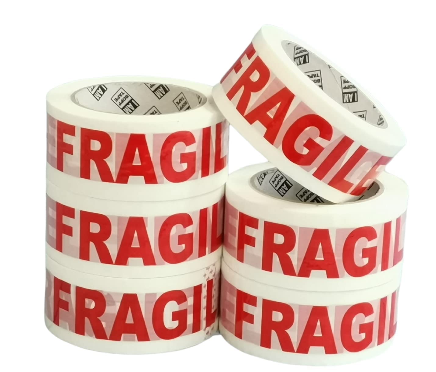 MSDS-SOLUTIONZ 6 Rolls of Fragile Packaging Tape 48mm x 91 Meteres for Parcels and Boxes. Extra Large Heavy Duty Packing Tape Strong, Secure and Sticky Tape Roll for Your Parcels & Boxes