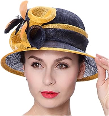 navy and yellow wedding hats