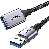 UGREEN USB Extension Cable USB 3.0 Extender Cord Nylon Braided USB A Male to Female Data Transfer Cable for Hard Drive, Oculu