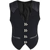 bslingerie Mens Medieval Steampunk Faux Leather Cowboy Waist Coat Vest