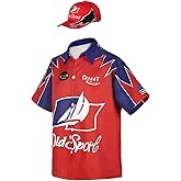 Qosivfey Mens Talladega Nights Ricky Bobby Shirt Halloween Racing Costume with Hat