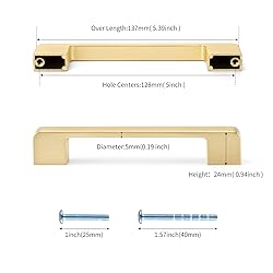 Rergy 5in Brushed Brass Drawer Pulls Gold Cabinet