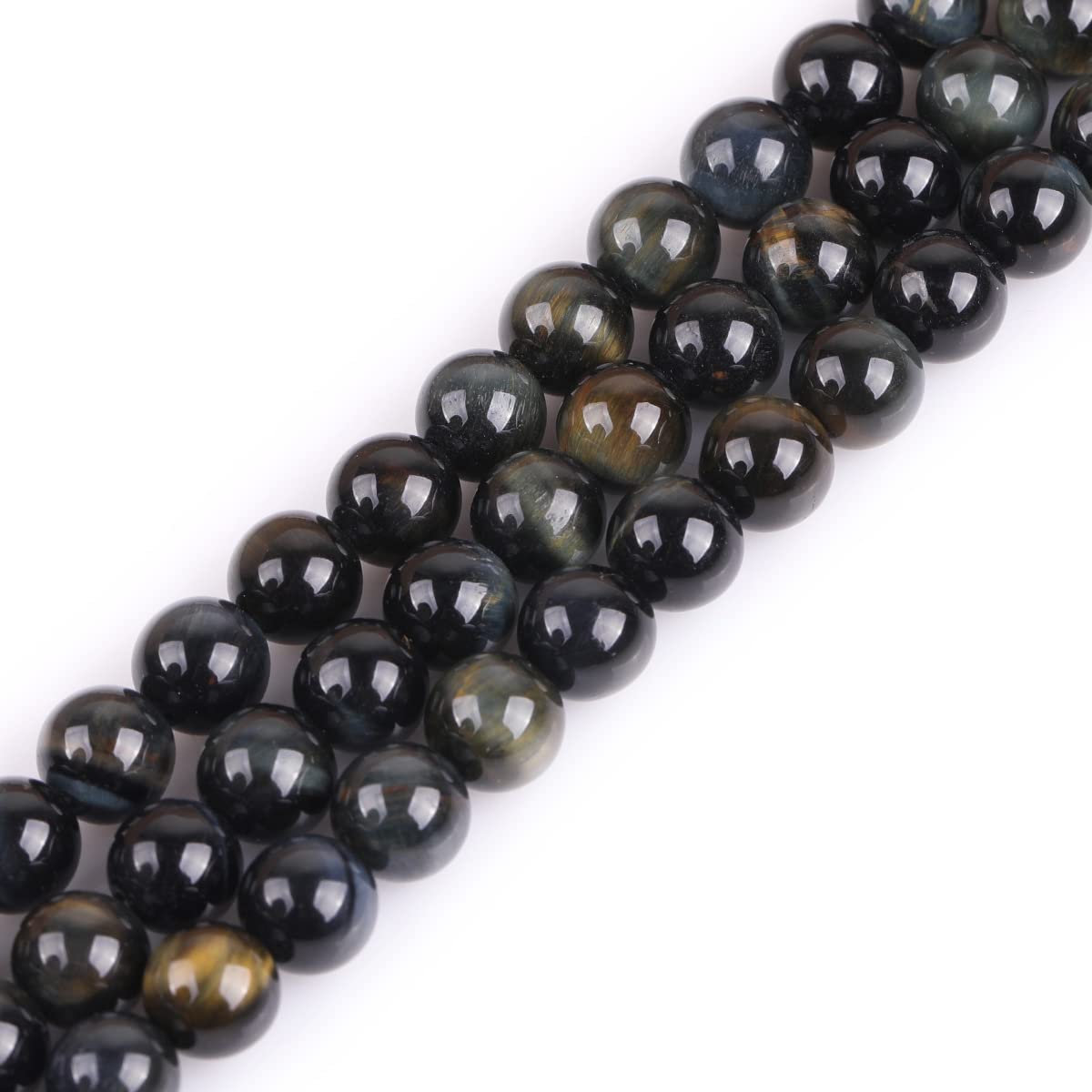 GEM-Inside 8mm Blue Tiger Eye Round Gemstone Semi Precious Loose Beads for Jewellery Making 15"