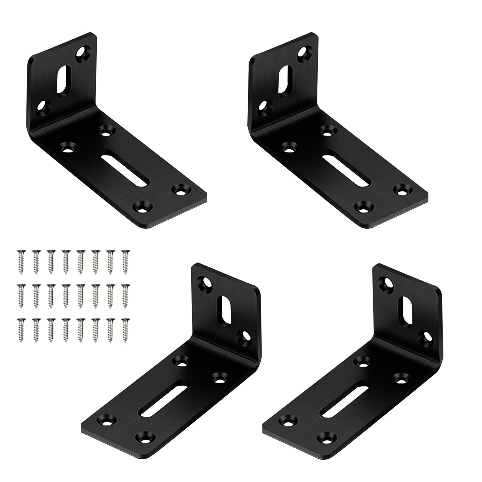 Yemiany 4pcs Angle Brackets (80 x 40 x 30 x 3) mm Heavy Duty Corner Sleeper Bracket, Stainless Steel Corner Brackets for Wood, L Brackets for Furniture Desk Table Shelf Corner Braces