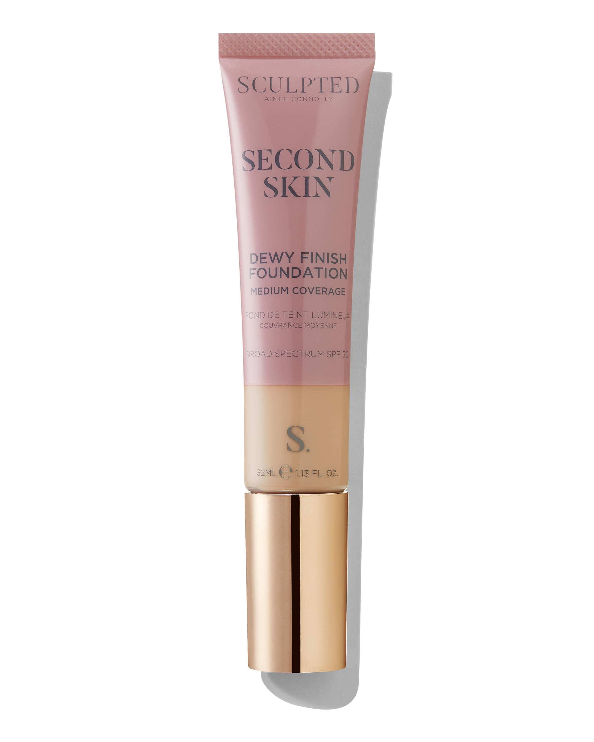 Second Skin Dewy Liquid Face Foundation from Sculpted by Aimee - 32ml Buildable, Medium Coverage Foundation with Dewy Finish, Hyaluronic Acid, Collagen Boosting Formula, SPF 50, (Medium Plus 4.5)