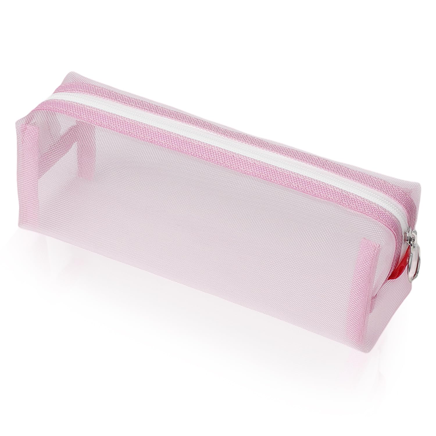 Rumyve Transparent Pencil Cases - Set of 1, Zippered Pouches for Exams and Organizing Office Supplies & Cosmetics(Pink)
