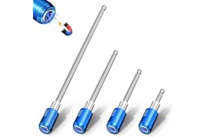 BLACKROBOT 4-Piece Drill Bit Extension Set, Magnetic Quick Change Impact Bit Holder in 2.5", 4", 6", 12" Sizes, for 1/4" Hex Drives, CR-V Steel, Ideal for Screwdriver Bits, Nuts, Drills