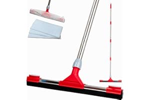 GleamGaGa Heavy-Duty Floor Squeegee, 63'' Adjustable Handle, EVA Foam Blade, Ideal for Concrete, Garden, Floor, Garage, Patio