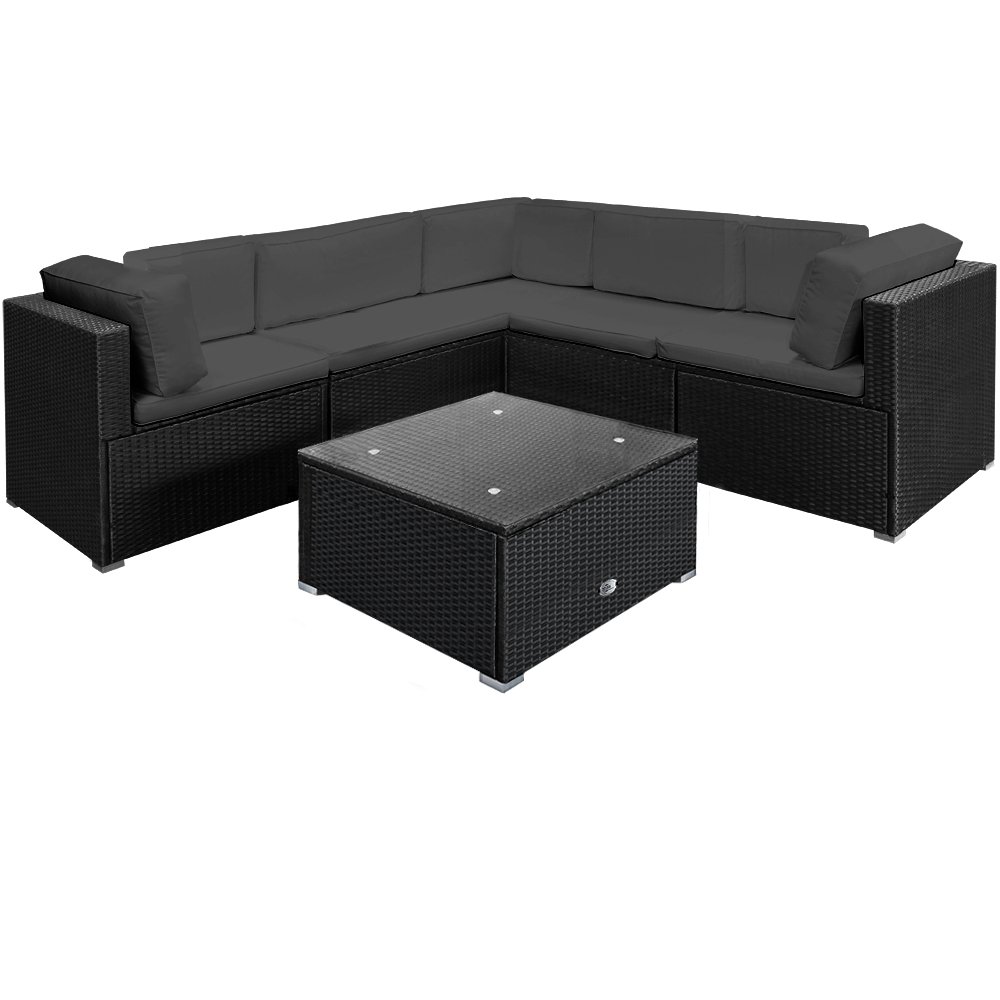 Rattan Garden Furniture Lounge Corner Sofa Set Black Anthracite Large 20pcs Polyrattan Outdoor Patio Sofa And Table Set Buy Online In Liechtenstein At Desertcart Productid 50731864