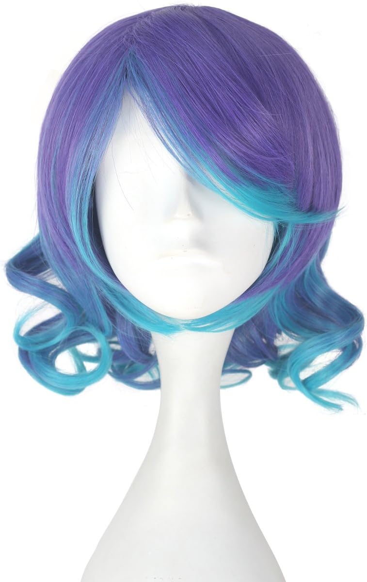 Miss U Hair Synthetic Short Curl Gradient Blue & Purple Hair Cosplay Costume Wig Lolita Wig