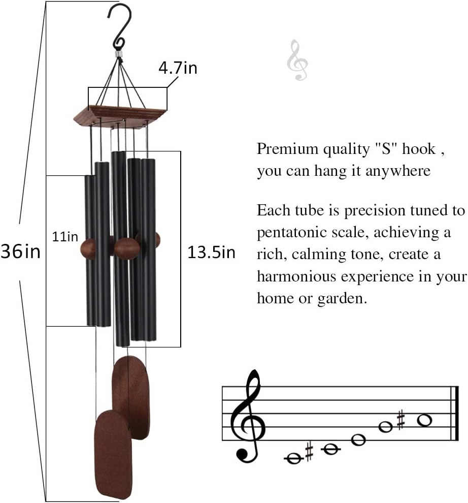 ASTARIN Wind Chimes Outdoor Large Deep Tone, Memorial Wind Chimes Outdoor, Gifts for Housewarming/Mother Day/Christmas, Outdoor Decor for Patio, Garden, Yard, Home (36 Inch Black Wind Chime) : Garden & Outdoor