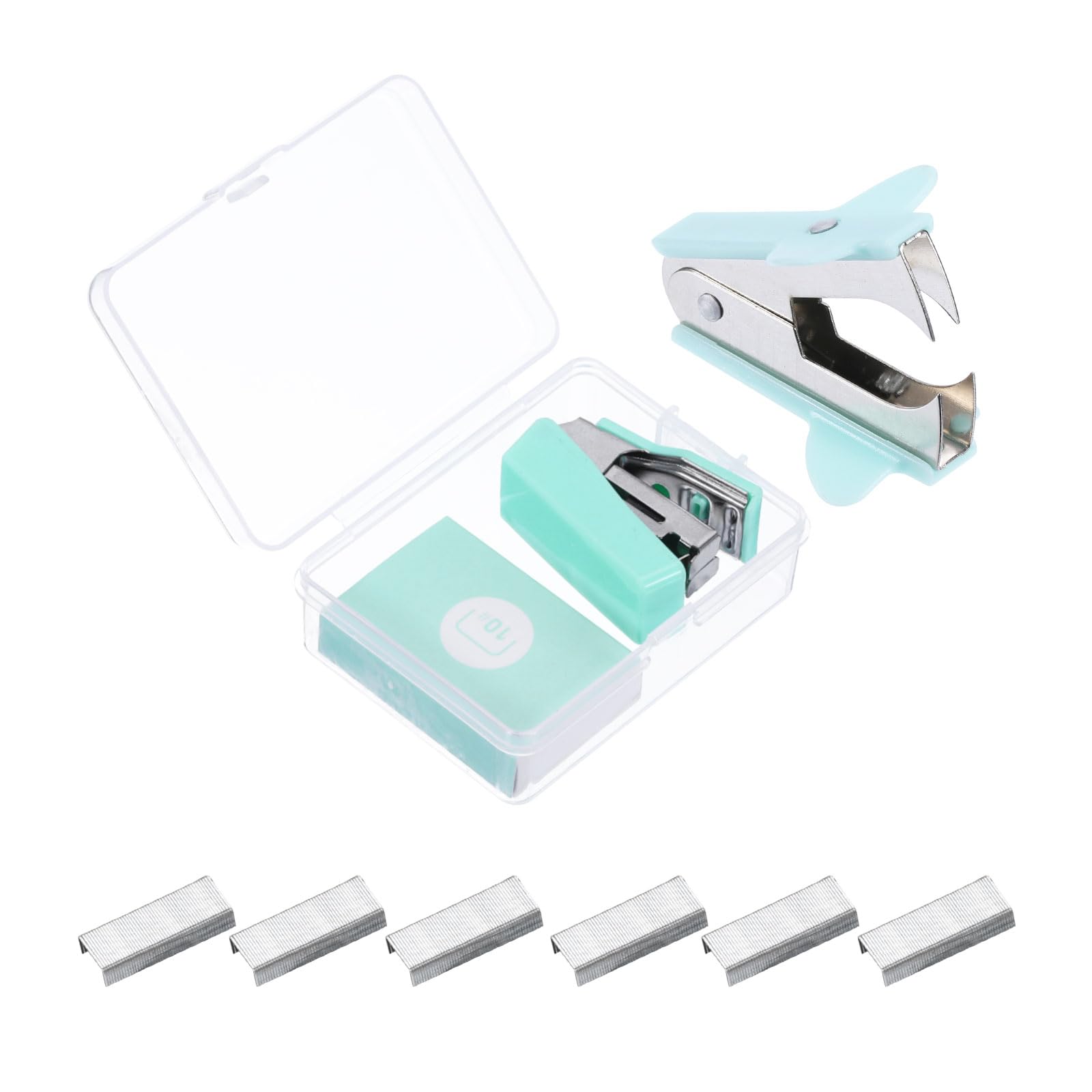 PATIKIL Desk Stapler Set, Portable Effortless Manual Claw Staple Remover Puller Tool with Staples Office Supplies Kit for Office Classroom Home Desktop, Green