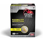 Venom Steel Premium Industrial Cream Color Latex Gloves, One Size Fits Most, (Pack of 50)