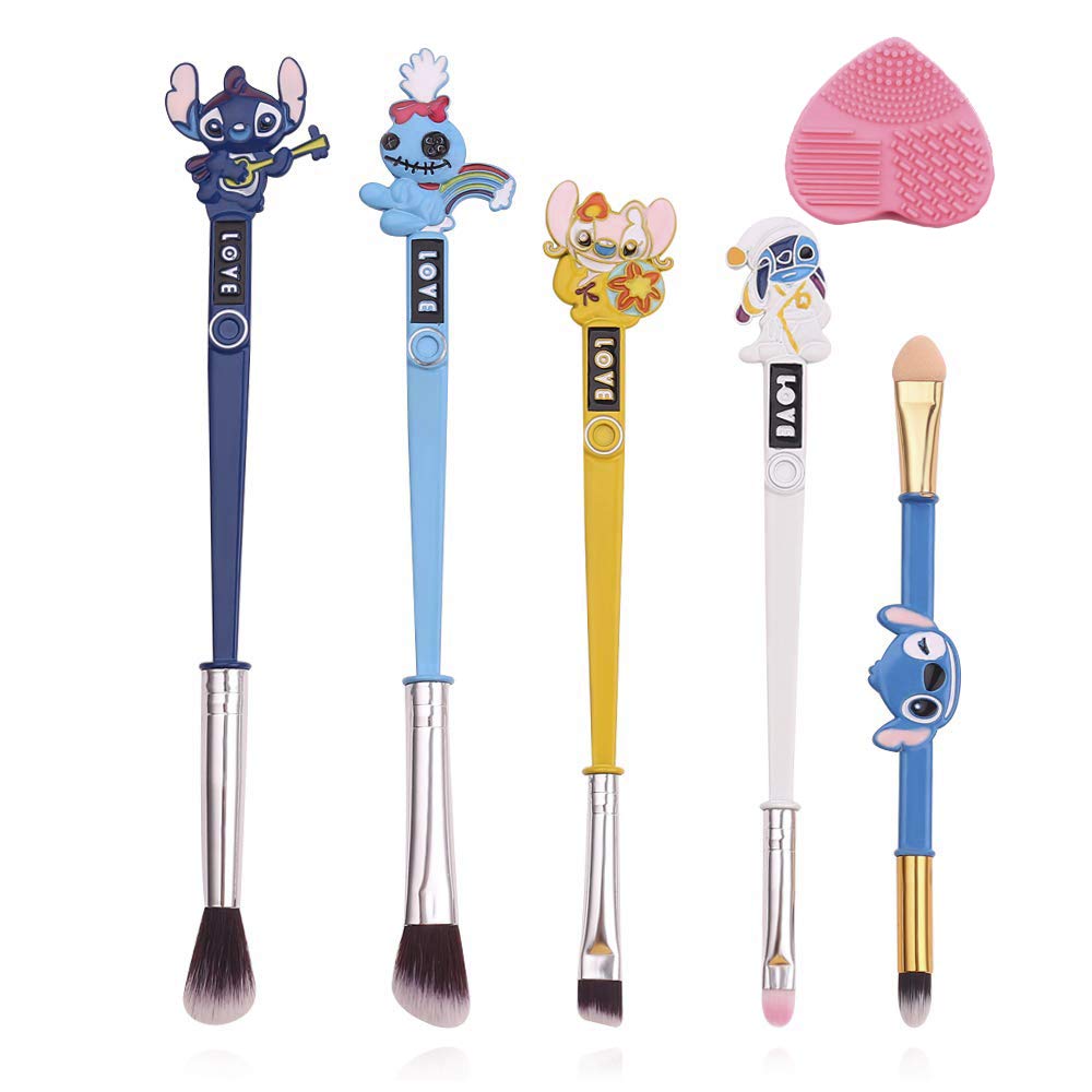 Interstellar Baby Makeup Brushes Set -5 Pc Fairy Makeup Brushes with Soft Pink Fiber and Metallic Handle,Cartoon Cosmetic Brushes With Cute Pink Bag (Blue)