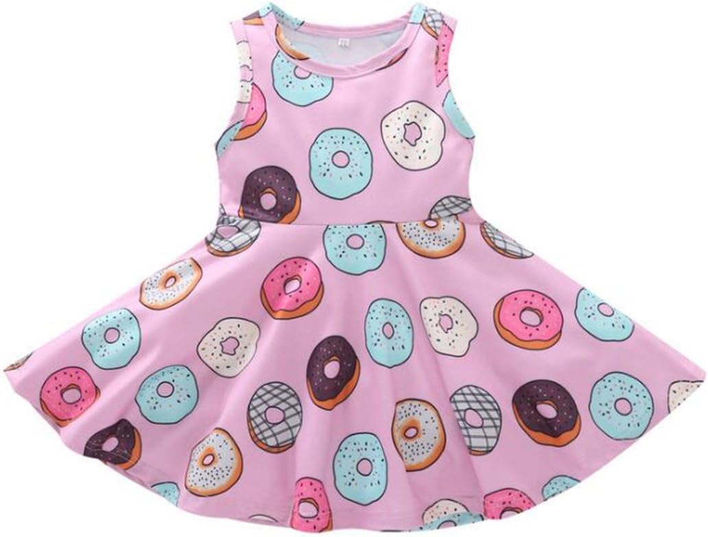 Toddler Baby Girls Summer Banana Leaves Print Sleeveless Casual Dress Sundress