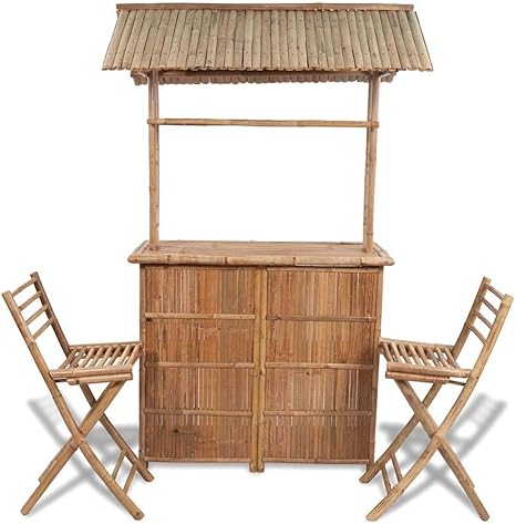 Amazon Com Fesjoy Bar Counter Outdoor Set Wicker Patio Furniture