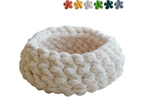 Urnat Cat Nest Bed – Premium Handwoven Washable Extra Soft Round Cave House for Indoor Kitten & Kitty, Small & Large (Cloud White,Large)